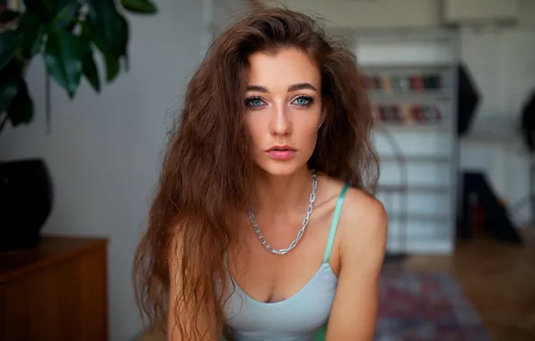 Взгляд, девушка, лицо, портрет, длинные волосы, Дмитрий Шульгин