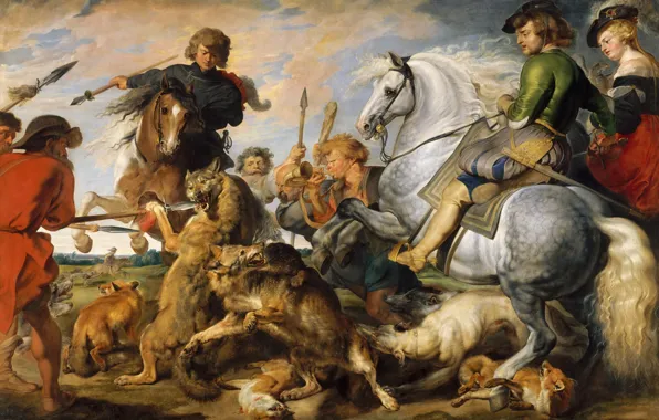 Картина, жанровая, Питер Пауль Рубенс, Pieter Paul Rubens, Охота на Волков и Лисиц