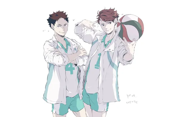 Мяч, арт, парни, волейбол, Haikyuu, Ойкава Тору, Ивайзуми