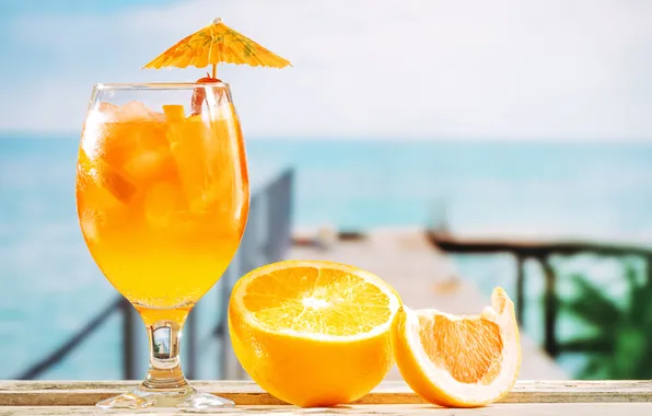 Море, пляж, лето, небо, апельсин, отпуск, коктейль, juice