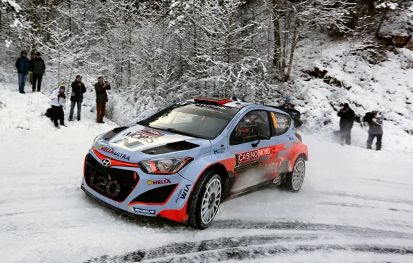 Поворот, Hyundai, WRC, Snow, Rally, Monte Carlo, i20, 2015