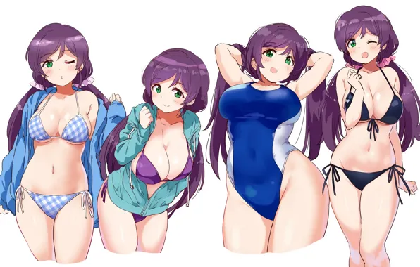 Girl, sexy, cleavage, green eyes, long hair, boobs, anime, beautiful