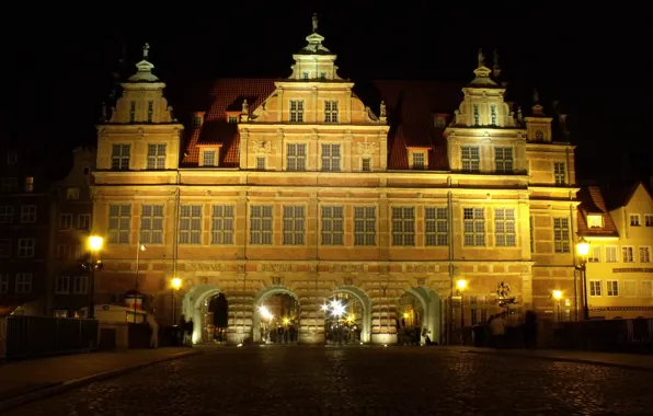 Night, Gdansk, City of night, Gold Gate