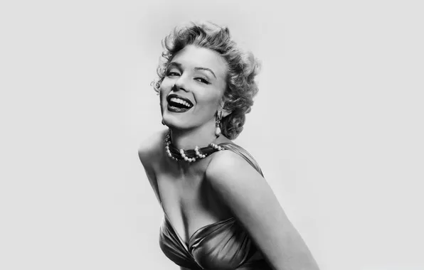 Улыбка, актриса, черно-белое, Мэрилин Монро, Marilyn Monroe