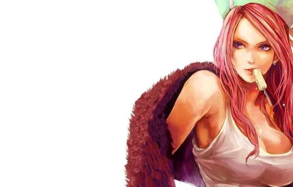 Game, One Piece, pink hair, long hair, pirate, hat, boobs, woman
