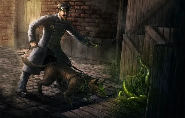Game, dog, man, Call of Cthulhu, Call of Cthulhu The Official Video Game