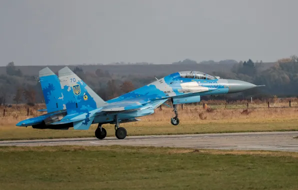 Картинка Истребитель, Украина, Су-27, Су-27УБ, ВВС Украины