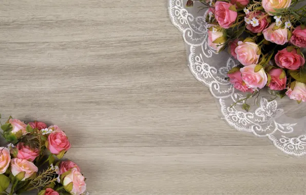 Цветы, розы, wood, pink, flowers, roses