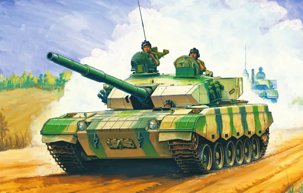 Картинка war, art, painting, tank, Chinese Main Battle Tank (MBT) ZTZ 96A