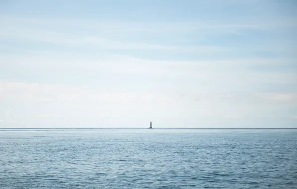 Море, пейзаж, маяк, минимализм