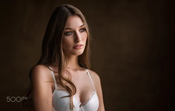 Model, White Bra, Michel Keppens, In Thought