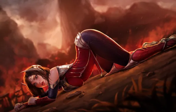 Armor, blue eyes, League of Legends, bottom, back, Irelia, video games