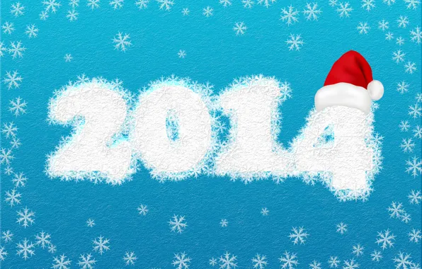 Картинка снежинки, праздник, новый год, голубой фон, 2014