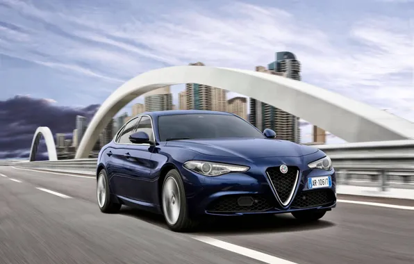 Картинка Синий, Alfa Romeo, Альфа Ромео, Передок, Giulia