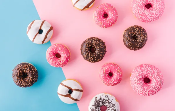 Colorful, пончики, розовые, pink, глазурь, donuts