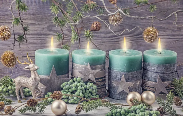 Картинка украшения, шары, свечи, Новый Год, Рождество, подарки, happy, Christmas