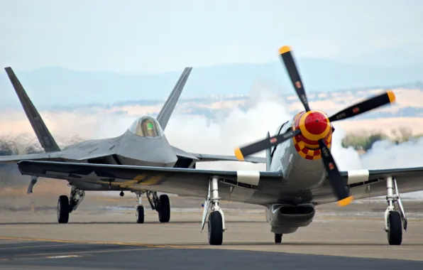 Mustang, истребители, F-22, Raptor, P-51