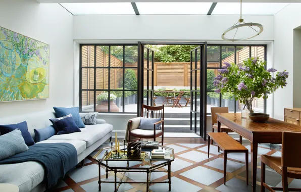Картинка New York Townhouse, терраса, интерьер, гостиная