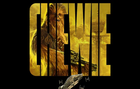 Фантастика, черный фон, постер, Chewie, Хан Соло: Звёздные Войны. Истории, Solo: A Star Wars Story