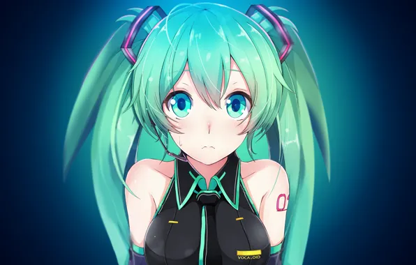 Картинка взгляд, vocaloid, hatsune miku, вокалоид, хатсуне мику