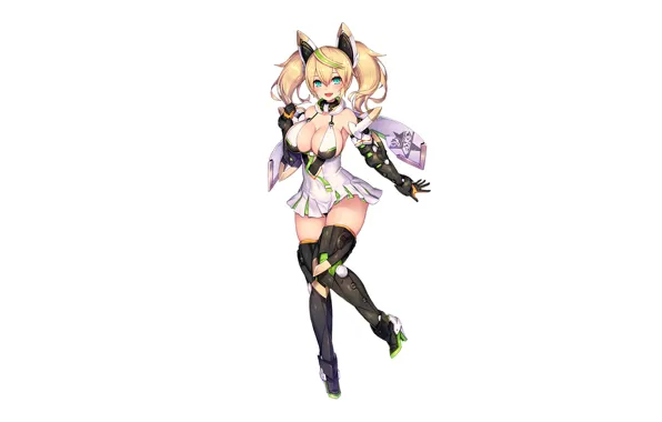 Girl, sexy, cleavage, thighhighs, long hair, dress, boobs, anime