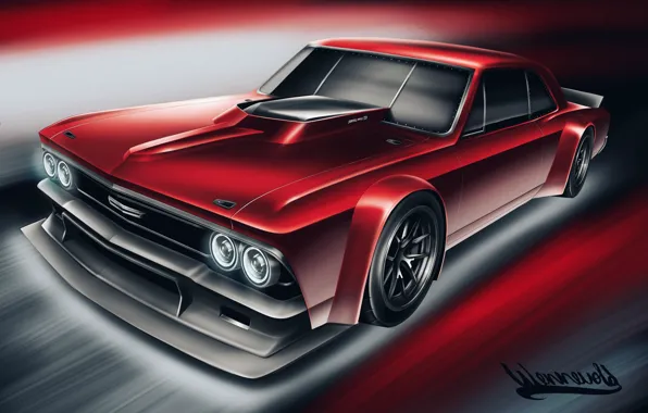 Авто, Рисунок, Chevrolet, Машина, Арт, Chevy, Chevelle, Chevrolet Chevelle