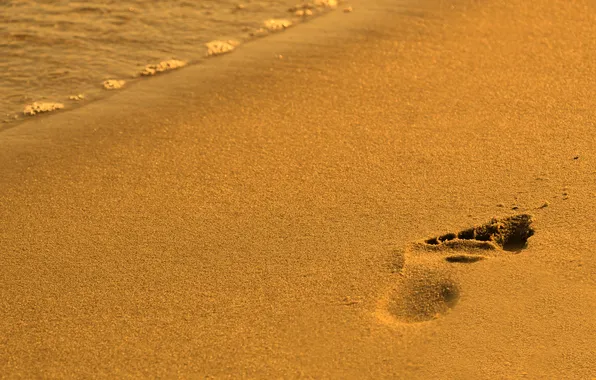 Beach, sand, foot, trace
