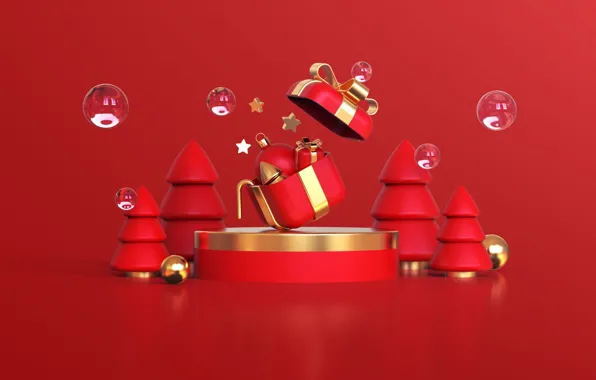 Картинка украшения, рендеринг, фон, елка, Рождество, Новый год, red, christmas