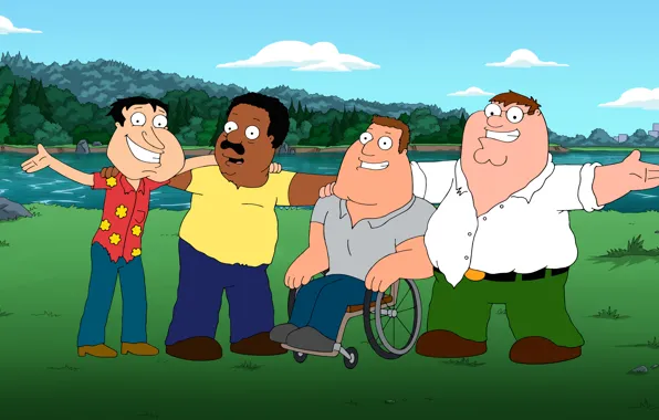 Гриффины, Family Guy, Мультфильм, Brown, Кливленд, Peter, Джо, Cleveland