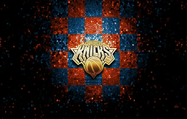 Wallpaper, sport, logo, basketball, NBA, New York Knicks, glitter, checkered