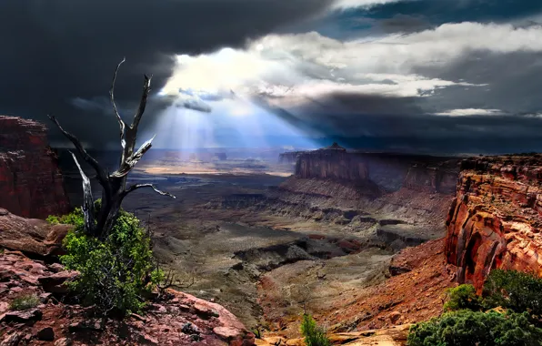 Облака, Юта, USA, США, солнечный свет, Utah, Canyonlands National Park