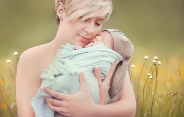 Картинка трава, женщина, ребёнок, младенец, мать
