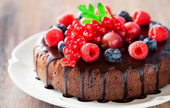 Картинка ягоды, малина, шоколад, клубника, торт, cake, десерт, смородина