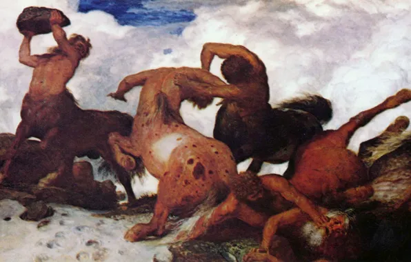 Картинка 1873, Символизм, Арнольд Бёклин, Битва кентавров