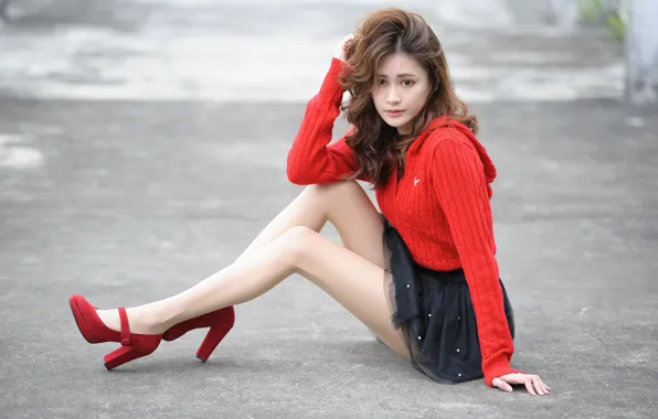 Картинка девушка, лицо, стиль, милая, каблуки, ножки