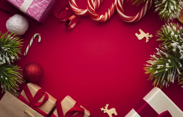 Рождество, лента, подарки, Новый год, ёлка, Happy New Year, Christmas, New Year