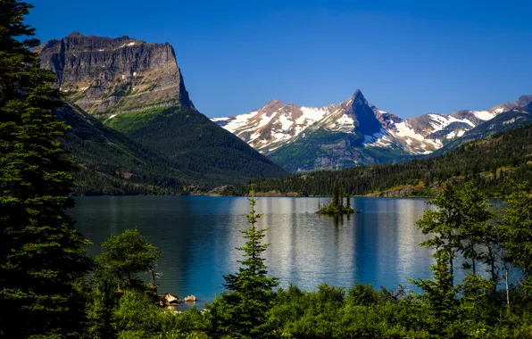 Картинка Монтана, Glacier National Park, Saint Mary Lake, Скалистые горы, Montana, Национальный парк Глейшер, Rocky Mountains, …