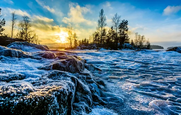 Картинка зима, озеро, frozen, Финляндия, Finland, Tampere, Pirkanmaa