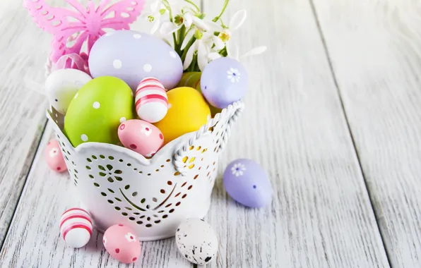 Картинка цветы, яйца, colorful, подснежники, Пасха, happy, wood, blossom