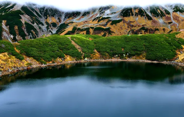 Фото, Природа, Горы, Озеро, Япония, Toyama