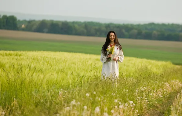 Поле, девушка, girl, field, украинка, Ukrainian, embroidery, вышиванка