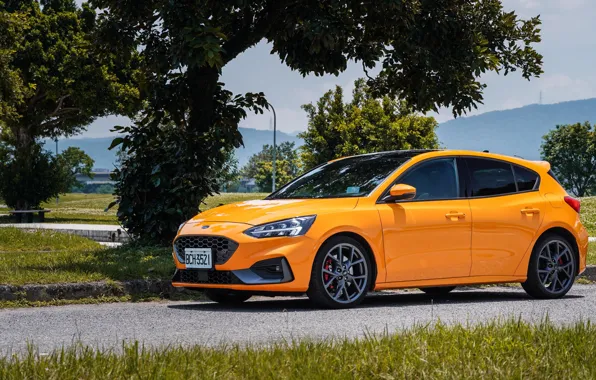 Ford, Orange, Focus, Side, Road, Focus ST, 2022