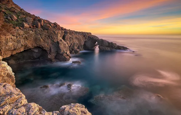 Вода, пейзаж, природа, скалы, побережье, красота