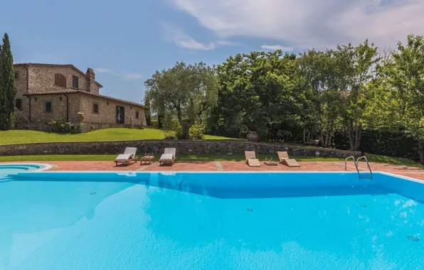 Вилла, бассейн, Италия, архитектура, терраса, Tuscany, 18th century, Villa Dell Angelo