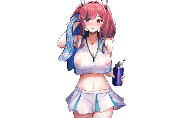 Girl, hot, sexy, wet, pink hair, nipples, boobs, anime