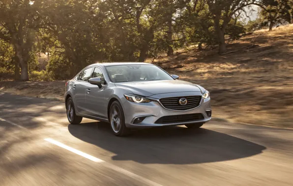 Дорога, солнце, скорость, Mazda, металлик, мазда, Silver