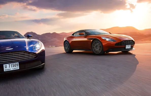 Aston Martin, Orange, Blue, Speed, Supercars, DB11