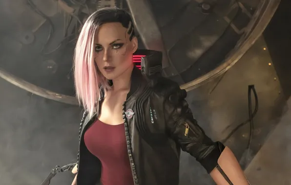 Взгляд, Девушка, киборг, Cyberpunk 2077, Woman Warrior, Pink Hair
