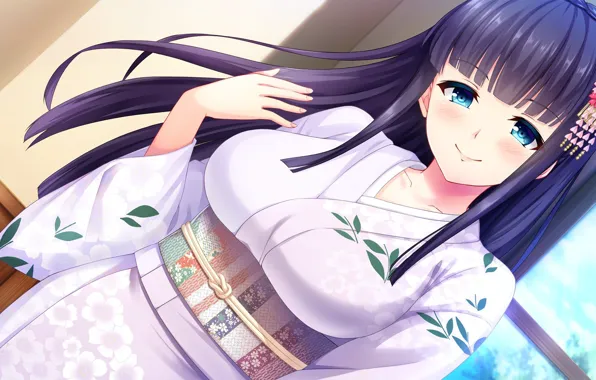 Kawaii, game, smile, anime, beautiful, kimono, sugoi, visual novel