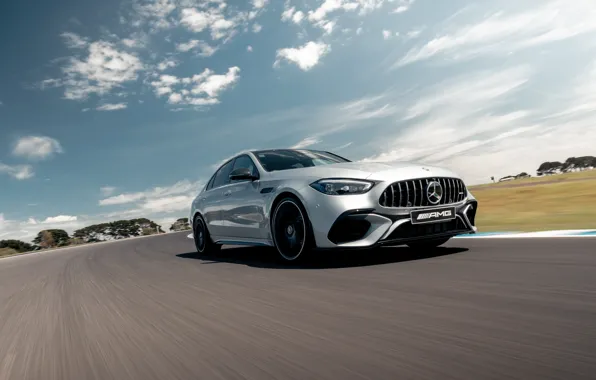 Небо, облака, скорость, трасса, Мерседес, горизонт, Mercedes, AMG
